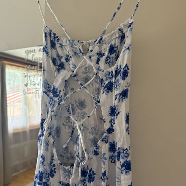 Blue-and-White Floral Dress