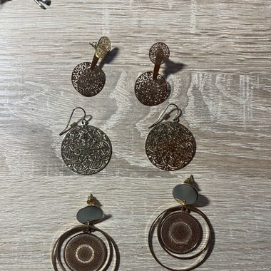 Lot de 3 paires de boucle d’oreille couleur or 