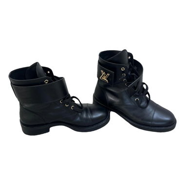 Black lace-up ankle boots