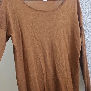 Basic Langarmshirt braun-orange