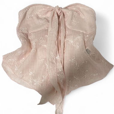 pink floral strapless top