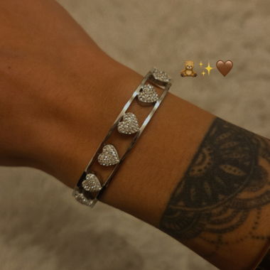 Bracelet jonc argent pailleté inoxydable