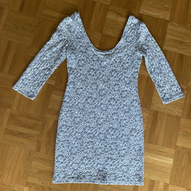 Fitted Lace Dress Blue and White