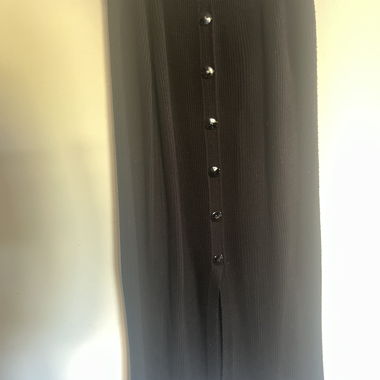 Long stretch skirt, black, buttoned