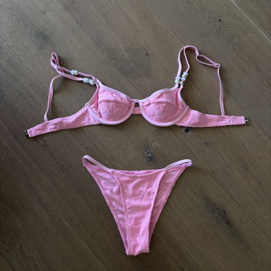 Pink 2-piece Bikini with Pearls 