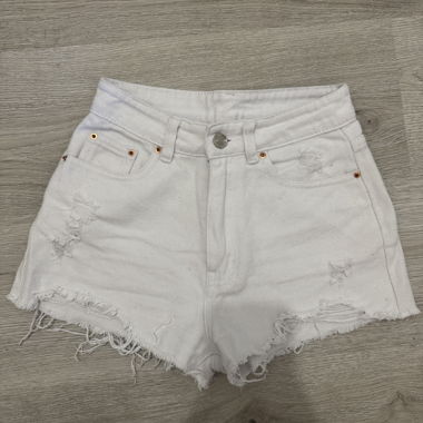Shorts in denim bianco distressed - Shein