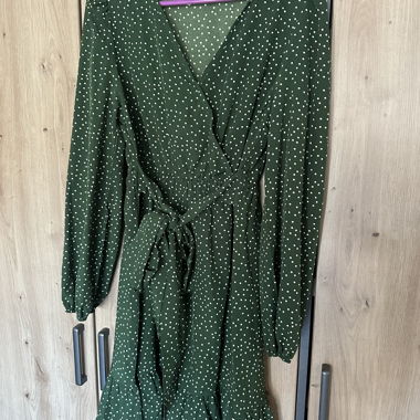 Green Polka Dot Wrap Dress