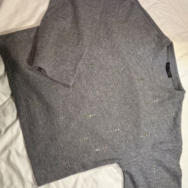 Zara Grauer Strickpullover mit Nieten