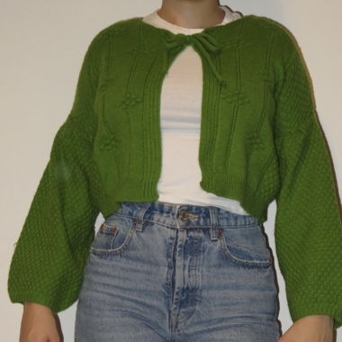 cute green cropped cardigan 