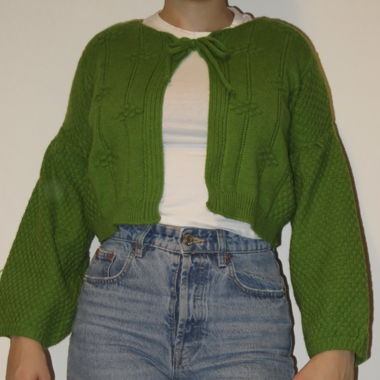 cute green cropped cardigan 