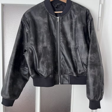 Faux Leather Bomber Jacket