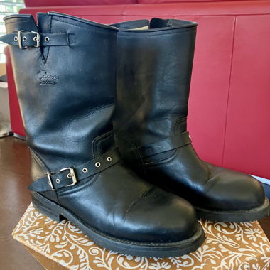 Stivaletti biker neri in pelle vera