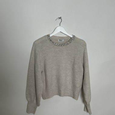 ONLY Embellished Beige Sweater