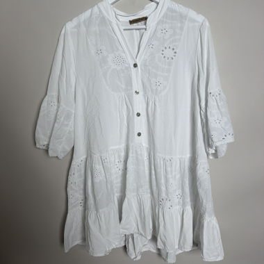Camicia-tunica bianca ricamata