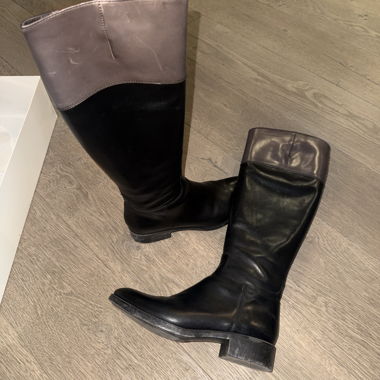 Bottes montantes en cuir – Noir/Marron