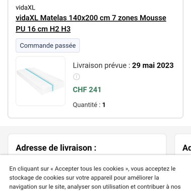 Materasso vidaXL 140x200 cm schiuma PU 7 zone, altezza 16 cm, rigidità H2/H3