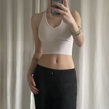 White backless top