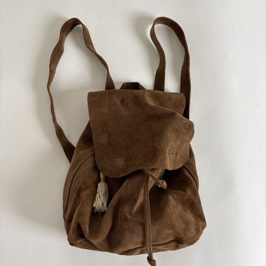Wildleder-Lederrucksack mit Kordelzug