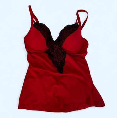 top with bra in red size 75b