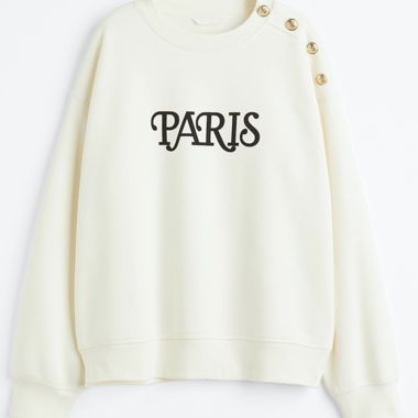 Maglione bianco Paris H&M con bottone sulla spalla