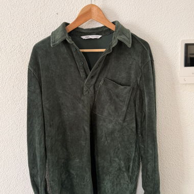 ZARA manica lunga in velluto a coste verde scuro