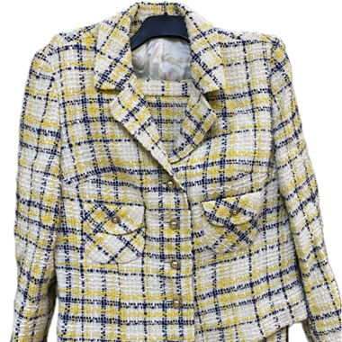Tailleur vintage en tweed jaune