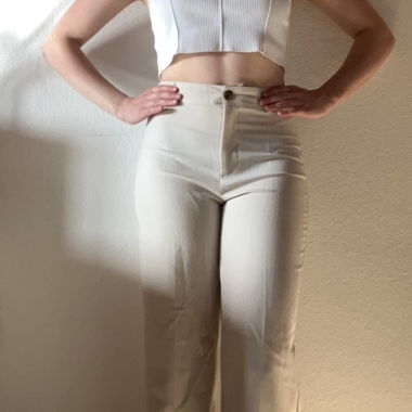Beige flare suit pants