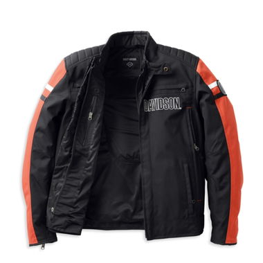 Harley‑Davidson Jacke schwarz und orange