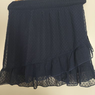 Jupe stretch bleu foncé à volants