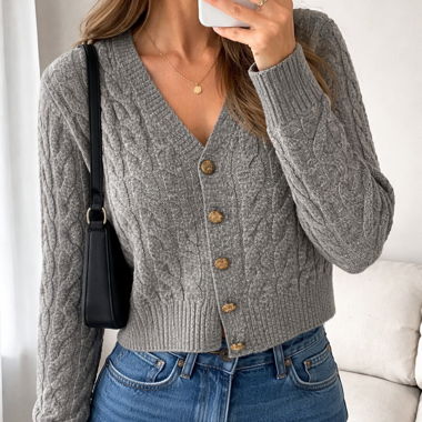 Veste-Cardigan en maille grise