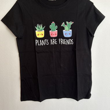 T-shirt nero con 3 piccole piante
