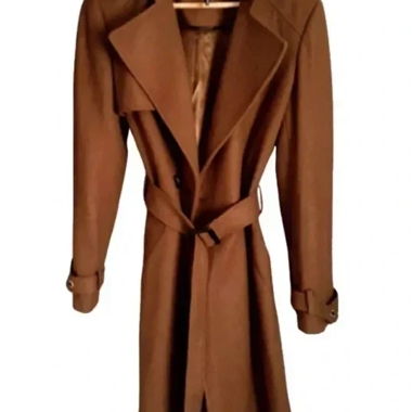 Trench lungo in lana DKNY con cintura