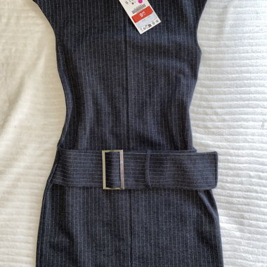 Mini striped dress with a belt 
