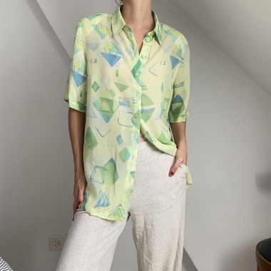 Green Vintage shirt with pattern