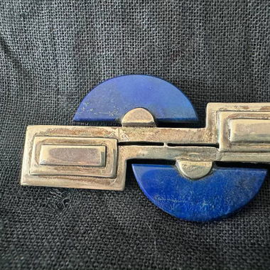 Spilla con onice blu e argento 925