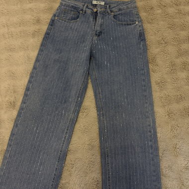 Jeans pailletés bleu clair