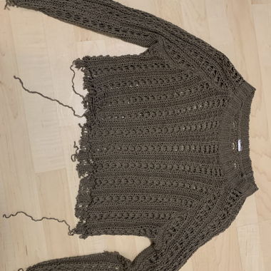Brown Open-Knit Sweater, long sleeves