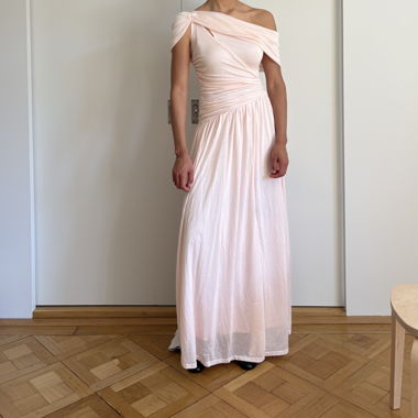 Powder Pink Off-Shoulder Maxi Dress