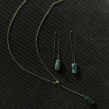 925 Necklace and earrings set with gemstone