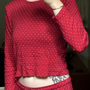 Ensemble pyjama rouge à pois