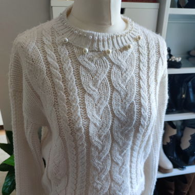 White women's distressed sweater - size 36  