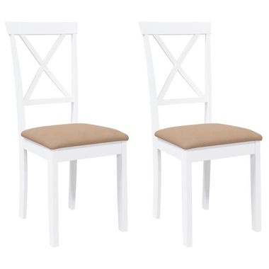 Sedie da pranzo con cuscini 2 pz. Bianco Legno massiccio