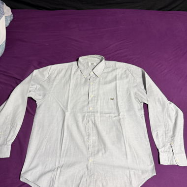 Chemise Lacoste gris clair à manches longues