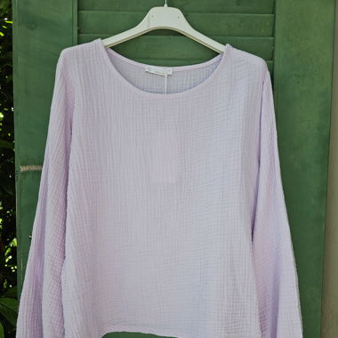 Musselinbluse in Flieder 