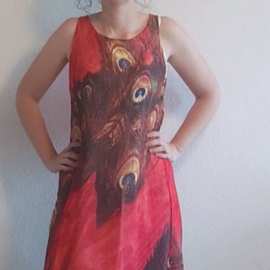 Maxikleid S Pfauenfedern