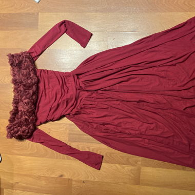 dark red off-shoulder dress