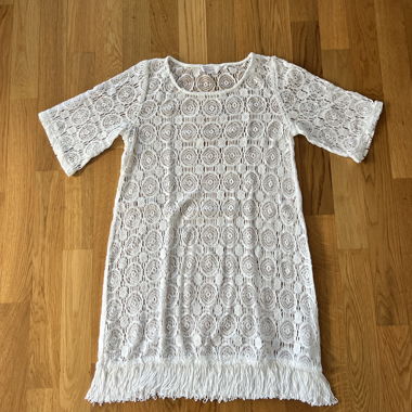 White beach dress with fringes