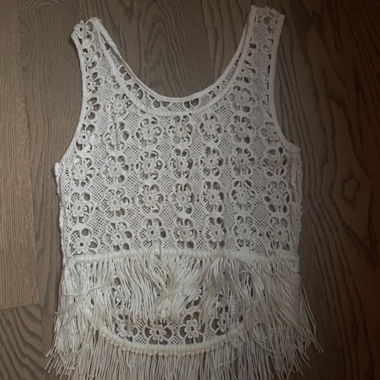 White Lace Top with Tassels