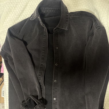 Schwarzes Denim-Hemd/Kleid