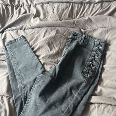 Jean taille haute gris